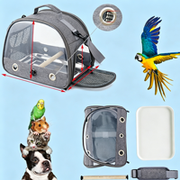 Sac de transport transparent pour oiseaux avec perchoir et plateau, cage de voyage respirante pour petits animaux