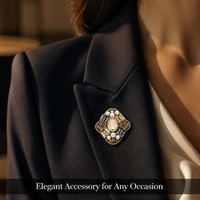 Broche Vintage Style Palais en Alliage de Cuivre Plaqué Or avec Zircon, Perles de Cristal Champagne pour Femme, Bijou de Corsage, Manteau, Écharpe, Cadeau