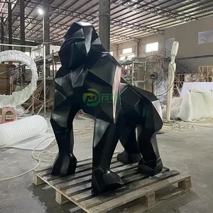 OEM ODM moderno animale esterno multicolore metallo in fibra di vetro in acciaio inox Gorilla scultura in resina