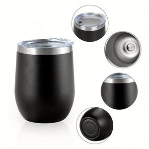 Design Custom Logo Gift 12oz Stainless Steel Insulated Powder Coated Sublimation Egg Shape Thermal Cup Coffee Mug - Product Image 3