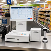 Mesin Kasir Layar Sentuh 15.6" Terminal POS Perangkat Mesin Kasir Laci Uang Printer Sistem POS All in One Tempat Penjualan Eceran