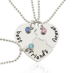 Meilleurs amis série bijoux meilleurs amis lettre épissage pierres précieuses colorées amour Simple pendentif cadeau collier pour femmes hommes - Product Image 1