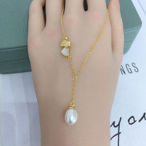 Fancyday vente en gros plaqué or 18 carats perle d'eau douce collier ras du cou perle pendentif bijoux - Product Image 3