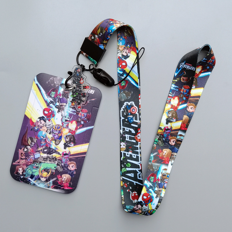 Anime Cool Cartoon Marvel Spider Man Hulk Thor Design Card Holder Lanyards Custom ID Name Badge Card Case Plastic Card Cover Image 3