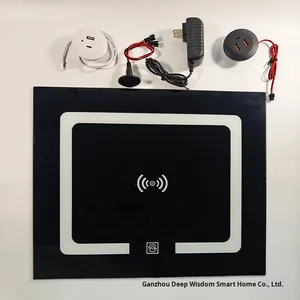 Table de chevet avec chargeur sans fil, haut-parleur Bluetooth, commande tactile, lumière, armoire flottante, accessoires de meubles intelligents SA-BLMB-V1 - Product Image 3