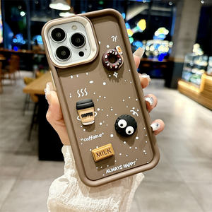 Funda de Silicona 3D con Diseño de Bola de Café para iPhone 13 14 15 16 Pro Max, Estilo Coreano, Divertida y Adorable - Product Image 3
