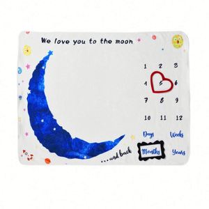 Manta de Franela Personalizada para Registrar los Hitos del Crecimiento del Bebé, Rastreador de Crecimiento para Fotografía de Recién Nacidos y Decoración de Cumpleaños - Product Image 2