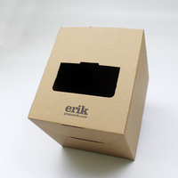 Boîte d'expédition en carton ondulé kraft marron personnalisée avec fenêtre découpée et logo en relief pour emballage cadeau de tasses