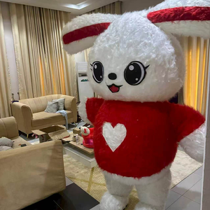 Disfraz de Mascota de Conejo Inflable de Peluche Premium, Traje de Caminata con Diseño de Corazón de Peluche Suave para Actuaciones Comerciales - Product Image 1