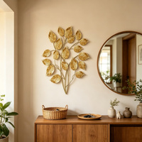 Décoration murale en métal doré en forme de feuille de fleur, art mural 3D en fer, Monstera, décoration murale botanique en métal pour salon, hôtel