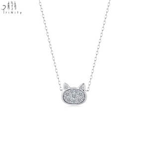 สร้อยคอเพชรแท้รูปแมว ดีไซน์สัตว์น่ารักยอดนิยม ทองคำแท้ 18K โรสโกลด์ ของขวัญสำหรับงานปาร์ตี้สำหรับสาวๆ - Product Image 2