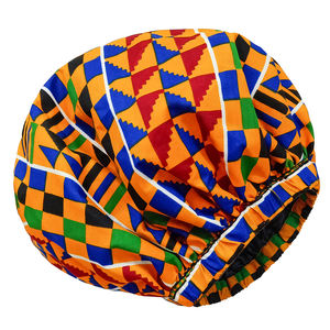 Tissu africain imprimé à la cire design ankara <span class=keywords><strong>bonnet</strong></span> unisexe doublé de <span class=keywords><strong>satin</strong></span> longue bande cheveux imperméable chapeau de douche support design personnel - Product Image 4
