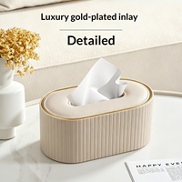Boîte à mouchoirs de luxe en cuir PU, design rayé, organiseur de serviettes de table pour bureau, hôtel, restaurant, bar, usage commercial et hôtellerie VD