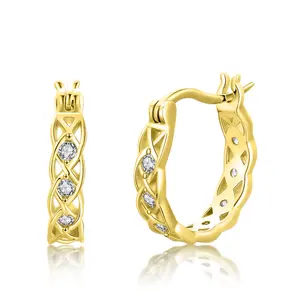 925 Sterling Silver Gold Plated Hoop Twist Celtic Knot Earrings for Women Hypoallergenic Infinity Huggie Earrings Celtic Jewelry