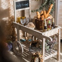 Chariot à fleurs en bois antique étagère à fleurs étagère fleuriste présentoir décoratif cour chariot décoratif vintage