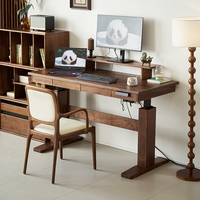 Bureau réglable en hauteur en noyer noir d'Amérique du Nord – Poste de travail assis-debout pour bureau à domicile – Table d'ordinateur ergonomique