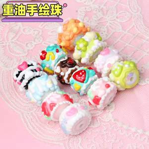 ลูกปัดอะคริลิคสีทาด้วยมือแบบ DIY ทำมือหลวมห่วงโซ่โทรศัพท์มือถือปากกาแขวนในรถยนต์ลูกปัดวาดมือน่ารัก - Product Image 4