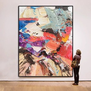 Pintura al Óleo Pintada a Mano, Gran Escala, Arte Abstracto 3D, Estilo Minimalista, con Marco, para Sala de Estar, Pasillo, Entrada - Product Image 1