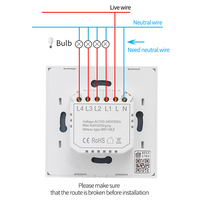 Interruptor de Pared Táctil Inteligente WiFi LangYeao para Domótica, 1/2/3/4 Botones, 10A, Compatible con Apple Siri y Homekit, con Cable Neutro, para Reino Unido y UE
