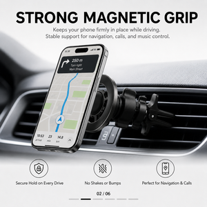 Soporte magnético hueco <span class=keywords><strong>de</strong></span> cuatro brazos para teléfono con núcleo giratorio, clip <span class=keywords><strong>de</strong></span> sujeción para rejilla <span class=keywords><strong>de</strong></span> ventilación <span class=keywords><strong>de</strong></span> coche, compatible con smartphones para uso diario en el coche. - Product Image 2