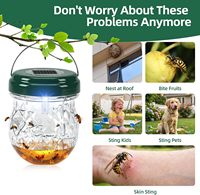 Pièges à guêpes solaires d'extérieur suspendus pour l'été, lot de 4, réutilisables, pour guêpes jaunes, abeilles, frelons, mouches, avec lumière LED, étanches IP65, pour la terrasse en automne