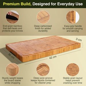 Planche à découper en <span class=keywords><strong>bambou</strong></span> FSC extra large et épaisse, bloc <span class=keywords><strong>de</strong></span> boucher en bois pour viande, barbecue, dinde - Product Image 2