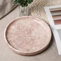 Plateau en marbre personnalisé de style Art déco, rose crème, moderne, luxueux, classique, rond, durable, multifonctionnel, décoration d'intérieur