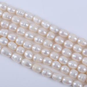 Perlas de Agua Dulce Naturales al por Mayor, Forma de Arroz, 18cm 7-8mm, Blancas, para Hacer Joyas, Collares, Perlas Sueltas - Product Image 1