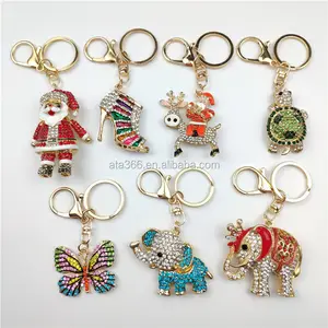 1 mới sang trọng Rhinestone tinh thể kim cương Keychain với 3D thiết kế kim loại kẽm hợp kim móc chìa khóa - Product Image 1