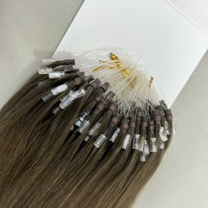 Extension per <span class=keywords><strong>capelli</strong></span> con micro anelli, in vero capello umano tinto, con riflessi marrone <span class=keywords><strong>chiaro</strong></span> e biondi, extension in <span class=keywords><strong>capelli</strong></span> umani vergini Remy - Product Image 2