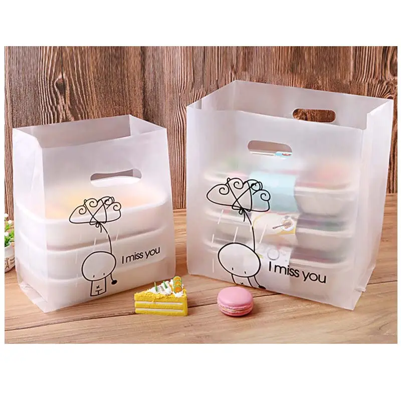 Custom Geprinte Restaurant Plastic Boodschappentas Die Cut Food Tack Out Bag Plastic Afhaaltassen Voor Restaurant