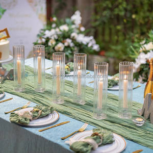 Nordic European <b>Tall</b> Transparent Clear Crystal Candalebra Borocil Glass Cylinder Taper <b>Candle</b> <b>Holders</b> for Wedding Decoration - Product Image 6