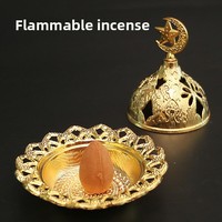 Brûleur d'encens portable en alliage de zinc de style arabe, torche à encens creuse de style moyen-oriental de Dubaï pour l'aromathérapie