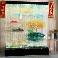 Paroi de séparation intérieure en panneau acrylique LED avec fontaine à bulles d'eau, motifs élégants et éclairage coloré