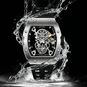 Reloj de Pulsera Mecánico Personalizado para Hombre, Tourbillon Esqueleto, Acero Inoxidable 316L, Correa FKM, Cristal de Zafiro, Resistente al Agua 5ATM - Product Image 6
