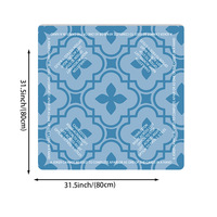 Tapis de Mahjong carré imprimé à motif floral géométrique en losanges, base en caoutchouc antidérapante, accessoires de jeu écologiques et imperméables