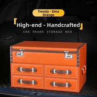 Organisateur de coffre de voiture haut de gamme en cuir, boîte de rangement de luxe pour coffre de voiture, grande capacité, robuste, simple et élégant pour SUV avec serrure
