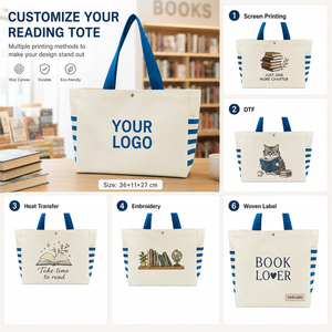 Kit <span class=keywords><strong>de</strong></span> Regalo para Eventos <span class=keywords><strong>de</strong></span> Librerías: Bolsa <span class=keywords><strong>de</strong></span> Lona <span class=keywords><strong>de</strong></span> Color Sólido Personalizada con Logotipo, Cadenas y Bordado - Múltiples Receptores, Parte Superior Abierta - Product Image 3