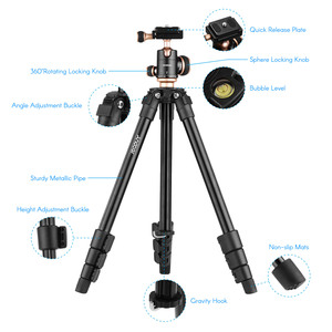 Andoer-trípode portátil Q160SA para cámara de viaje, altura ajustable, soporte completo para <span class=keywords><strong>DSLR</strong></span> - Product Image 2