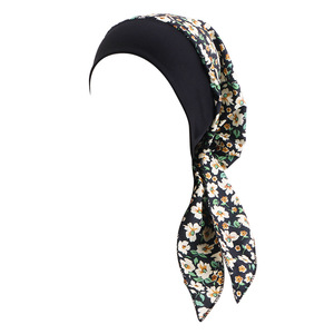 Turban floral pré-noué à large bande pour femme - Foulard pour le ski, le cyclisme, les affaires, la pêche - Foulard en polyester pour la chimiothérapie et le <span class=keywords><strong>cancer</strong></span> - Product Image 4