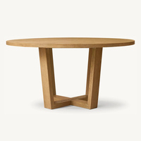 Table à manger en bois massif, chêne, base géométrique, table de salle à manger moderne, table de cuisine, chaises de salle à manger, maison, hôtel, restaurant
