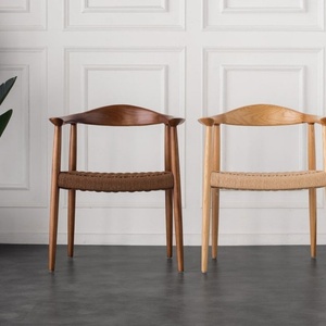 Sedia da Pranzo con Braccioli in Stile Mid-Century Moderno, in Corda di Carta Kraft e Legno di Frassino/Gomma, Colore Naturale, per Ristoranti e Caffè - Product Image 3