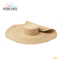 Elegante personalizzato 25cm Extra Wide Brim Oversize cappelli di paglia rafia Summer Beach per donna donna Sombreros 2022 lusso all'ingrosso 1 pz