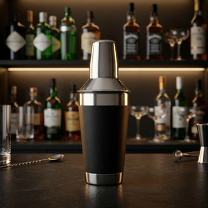 Coctelera Negra de Acero Inoxidable Ecológica de Alta Calidad con Colador Incorporado, Diseño Antiderrames, Capacidad de 550 ml, 7 cm de Diámetro - Product Image 2