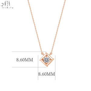Collier pendentif miniature en or rose massif 18 carats avec diamant naturel véritable, forme losange tendance, cadeau pour femme - Product Image 4