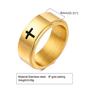 Rotierende Ringe Edelstahl Titan Kreuz muster Unisex Drehbarer Ring Schmuck Kreuz Drehen Zubehör Ringe - Product Image 5