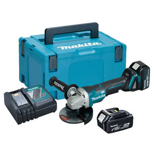 Amoladora angular sin escobillas MAKITA UTP0430 de 125mm con 2 baterías de iones de litio 5.0Ah Made in Italy - Product Image 1