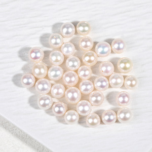 Perlas de Agua Dulce Naturales Casi Perfectamente Redondas, Blancas, de 9 mm, con Medio Orificio, para Joyería DIY, Perlas Sueltas - Product Image 1