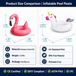 Ensemble de flotteurs gonflables Flamingo et Licorne en PVC, bouée de natation animale, transat de fête, <span class=keywords><strong>jouet</strong></span> aquatique d'été pour la plage, pour enfants et adultes - Product Image 2