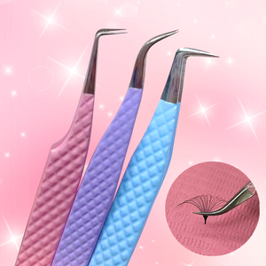 Duitse Kwaliteit Fiber Grip Tip Wimper Extensie Pincet Paars Nieuwe Post 2022 Lash Extensions Pincet Set - Product Image 3